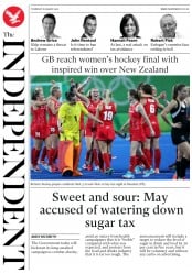 The Independent () Newspaper Front Page for 18 August 2016