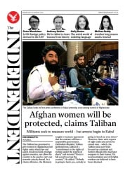 The Independent () Newspaper Front Page for 18 August 2021