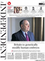 The Independent () Newspaper Front Page for 18 September 2015