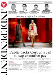 The Independent () Newspaper Front Page for 18 September 2017