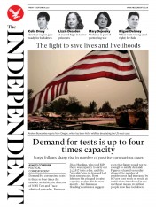 The Independent () Newspaper Front Page for 18 September 2020