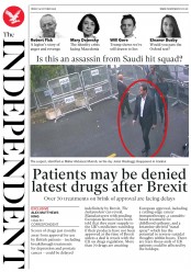 The Independent () Newspaper Front Page for 19 October 2018