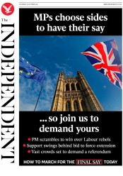 The Independent () Newspaper Front Page for 19 October 2019