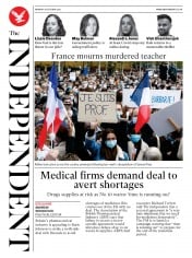 The Independent () Newspaper Front Page for 19 October 2020