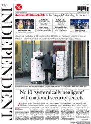 The Independent () Newspaper Front Page for 19 February 2015
