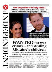 The Independent () Newspaper Front Page for 19 March 2023