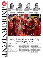 The Independent () Newspaper Front Page for 19 April 2021