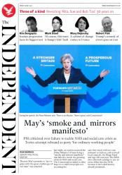 The Independent () Newspaper Front Page for 19 May 2017
