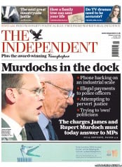 The Independent () Newspaper Front Page for 19 July 2011