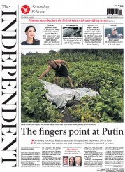 The Independent () Newspaper Front Page for 19 July 2014