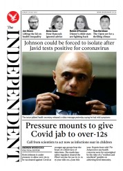 The Independent () Newspaper Front Page for 19 July 2021