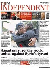 The Independent () Newspaper Front Page for 19 August 2011