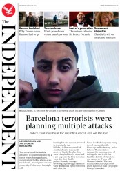 The Independent () Newspaper Front Page for 19 August 2017
