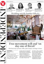 The Independent () Newspaper Front Page for 19 August 2019