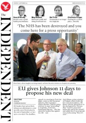 The Independent () Newspaper Front Page for 19 September 2019