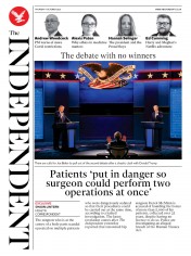 The Independent () Newspaper Front Page for 1 October 2020