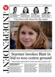 The Independent () Newspaper Front Page for 1 October 2021