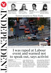 The Independent () Newspaper Front Page for 1 November 2017