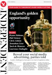 The Independent () Newspaper Front Page for 1 November 2019