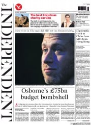 The Independent () Newspaper Front Page for 1 December 2014