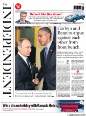 The Independent () Newspaper Front Page for 1 December 2015