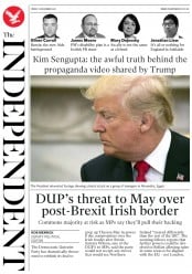 The Independent () Newspaper Front Page for 1 December 2017