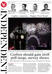 The Independent () Newspaper Front Page for 1 January 2018