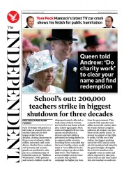 The Independent () Newspaper Front Page for 1 February 2023