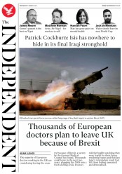 The Independent () Newspaper Front Page for 1 March 2017