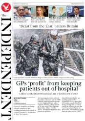 The Independent () Newspaper Front Page for 1 March 2018