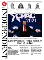 The Independent () Newspaper Front Page for 1 March 2021