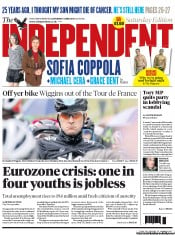 The Independent () Newspaper Front Page for 1 June 2013