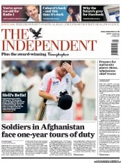 The Independent () Newspaper Front Page for 1 August 2011