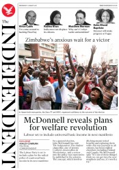 The Independent () Newspaper Front Page for 1 August 2018
