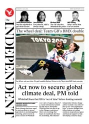 The Independent () Newspaper Front Page for 1 August 2021