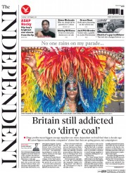 The Independent () Newspaper Front Page for 1 September 2015