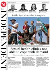 The Independent () Newspaper Front Page for 1 September 2018