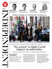 The Independent () Newspaper Front Page for 20 October 2020