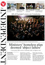 The Independent () Newspaper Front Page for 20 December 2017