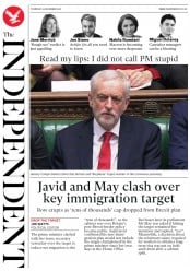 The Independent () Newspaper Front Page for 20 December 2018