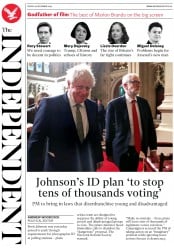 The Independent () Newspaper Front Page for 20 December 2019