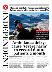 The Independent () Newspaper Front Page for 20 January 2023