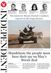 The Independent () Newspaper Front Page for 20 February 2017