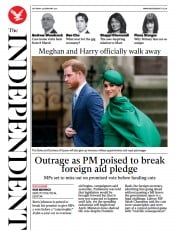 The Independent () Newspaper Front Page for 20 February 2021