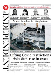 The Independent () Newspaper Front Page for 20 February 2022