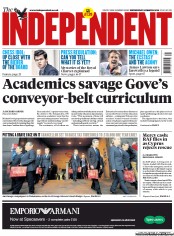 The Independent () Newspaper Front Page for 20 March 2013