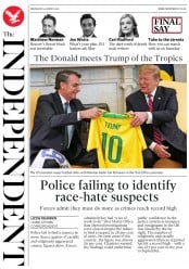 The Independent () Newspaper Front Page for 20 March 2019