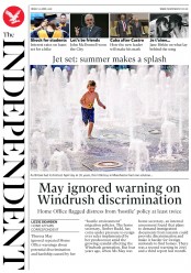 The Independent () Newspaper Front Page for 20 April 2018