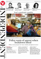 The Independent () Newspaper Front Page for 20 April 2020
