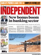 The Independent () Newspaper Front Page for 20 June 2013